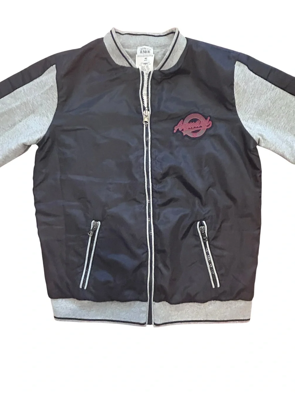 Armani Junior Boys Reversible Bomber Jacket Black Grey Size 14A Large
